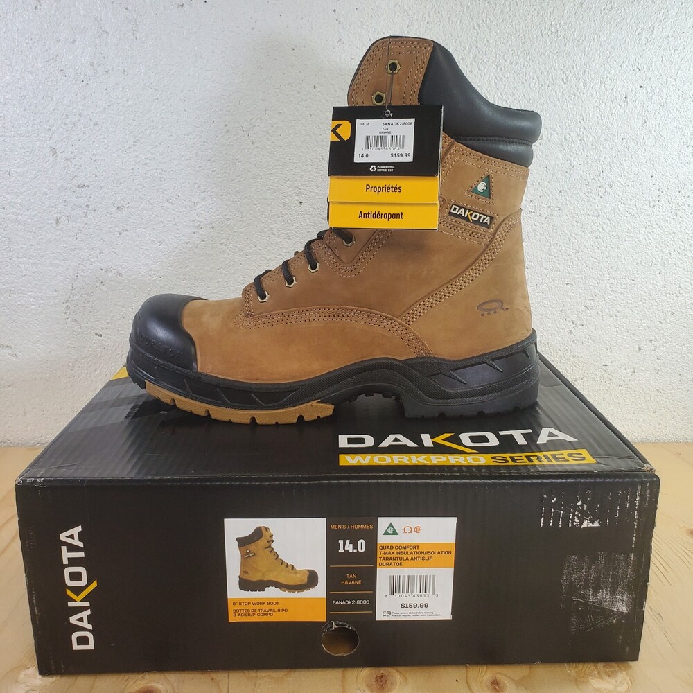 Dakota 8006 Quad Comfort 8" STCP Work Boot Mens 14 US Tan Insulated 5ANADK2-8006